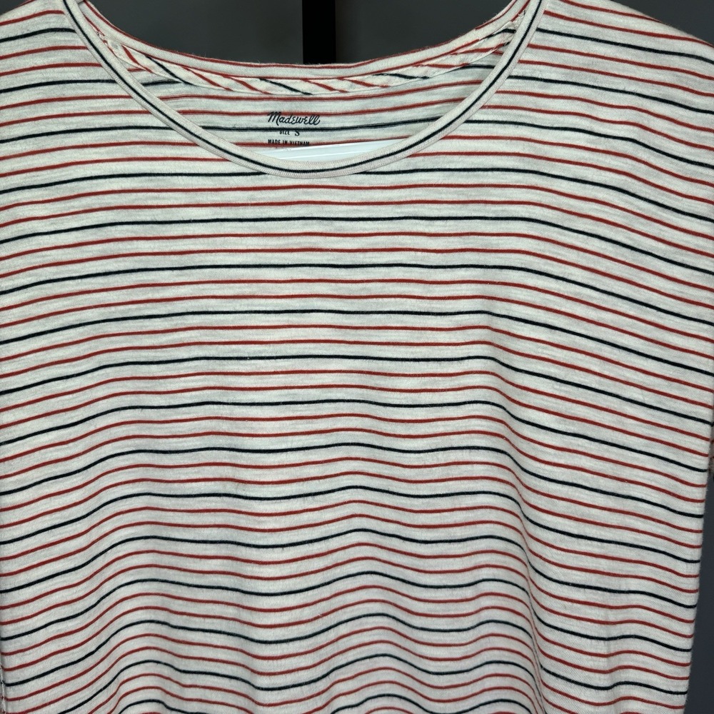 Madewell Striped T-Shirt Size S Patriotic Red Blue Cream Short Sleeve Casual - Picture 2 of 6